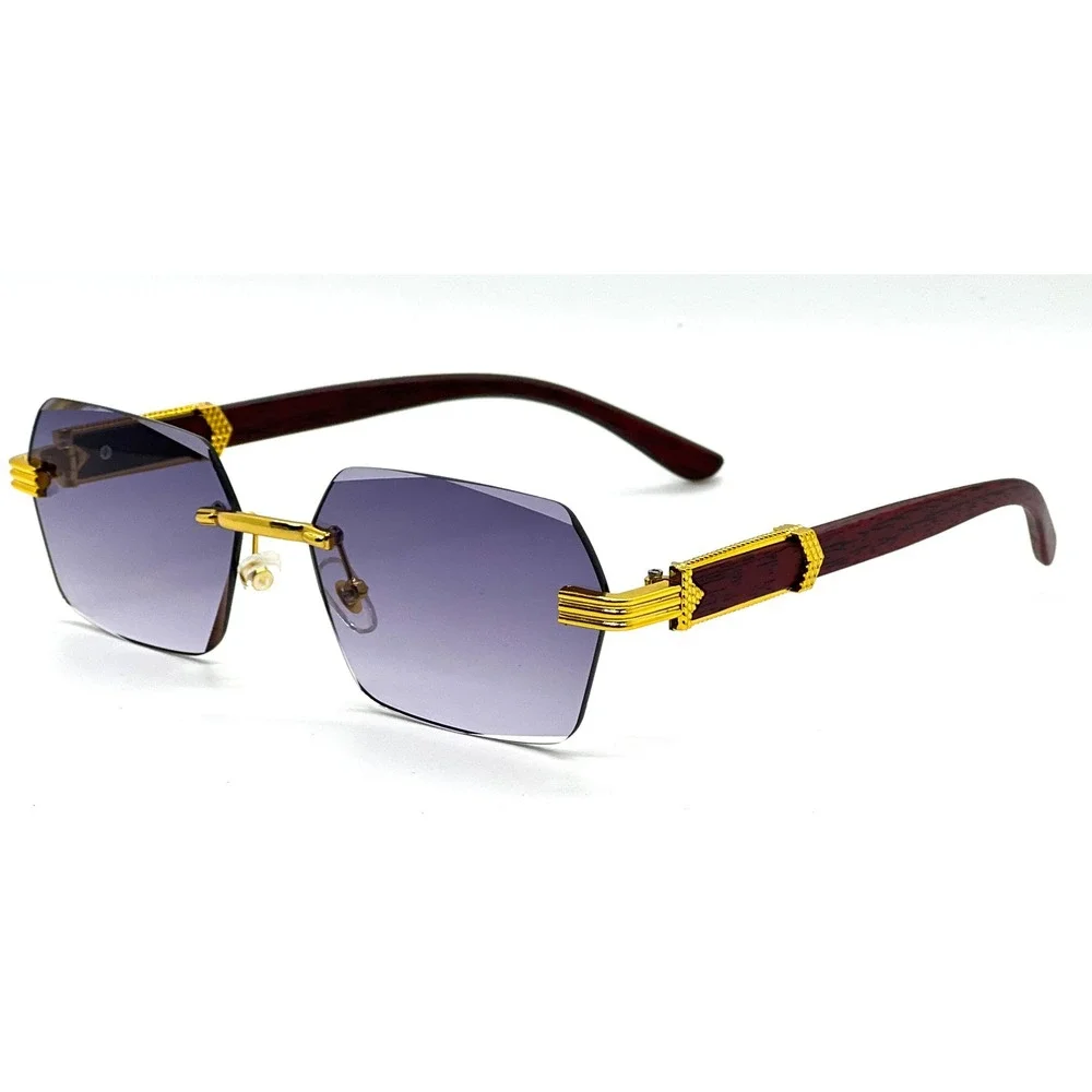 Women Sunglasses Black Gradient Lens Buffs Woody Arms Trendy Driving Aviator New